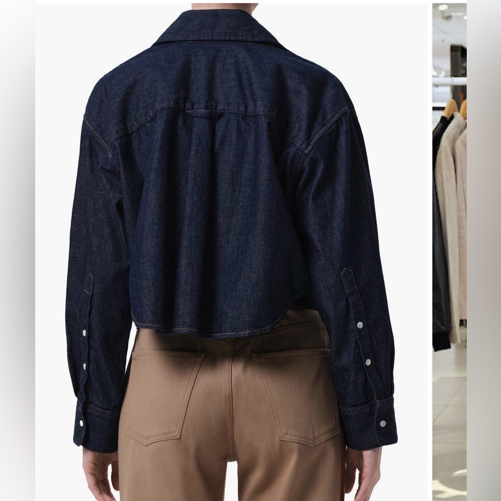 Citizens Of Humanity Kids Dark Blue Button Down Shirt ana cropped